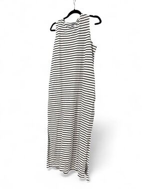 Lands End Striped Sleeveless Maxi Dress in Navy & White With Pockets